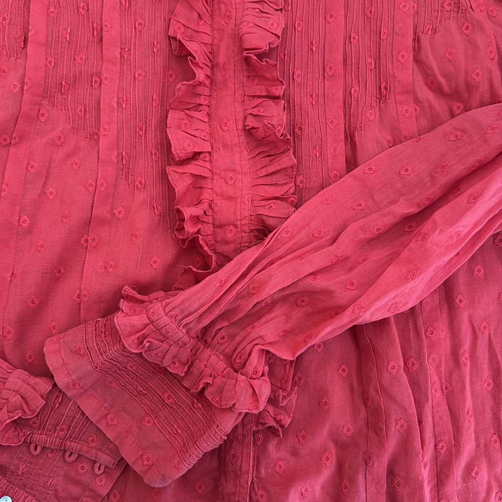 Doen Rust Red Ruffled Long-Sleeve Blouse - Picture 5 of 5